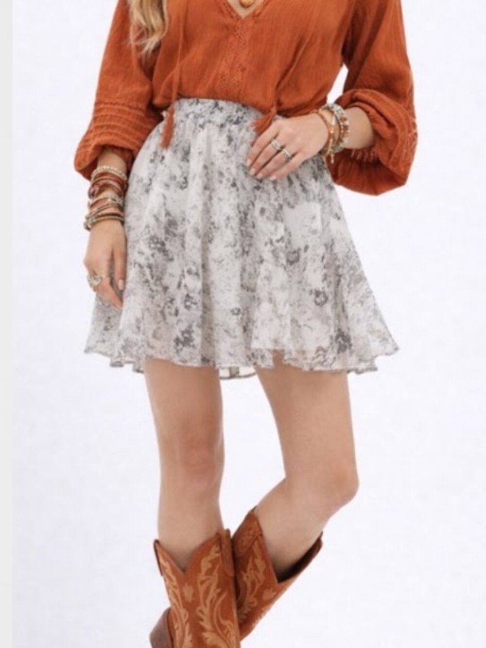 Banana‎ Republic Factory Women's Snakeskin Printed Mini Chiffon Tiered Skirt 2